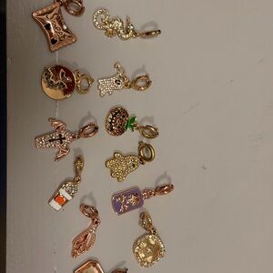 BOMB PARTY BAG OF 12 CHARMS!! Gold & Rose Gold Charm Bracelet Pendants